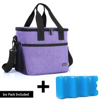 Yarwo Breast Milk Cooler Bag with Ice Pack for 6 Bottles up to 9 Ounce, Insulated Baby Bottles Tote Bag for Breastfeeding Mothers on The go, Purple