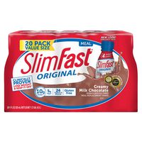 SlimFast Creamy Milk Chocolate Meal Replacement Shakes with High Protein, 20 pk./11 oz.-2 Packs