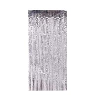 Lelinta 3.28X9.84ft Metallic Tinsel Rain Curtain Foil Fringe Curtain Backdrop for Wedding Birthday Photo Background (Silver-2PCS)