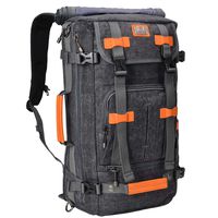 WITZMAN Canvas Backpack Vintage Travel Backpack Hiking Luggage Rucksack Laptop Bags A519 (22 inch black)