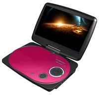 Impecca DVP916P 9 Inch Swivel Screen, Portable DVD Player with Rechargeable Battery, SD Card Slot and USB Port, Pink