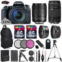 Canon EOS Rebel T5i DSLR Camera Full HD 1080p + Canon 18-55mm IS Lens + Canon 75-300mm III Lens + 0.43x Wide Angle Lens + 2.2x Telephoto Lens + 64GB Storage + Backup Battery - International Version
