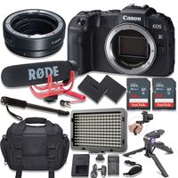 Canon EOS RP Mirrorless Digital Camera (Body Only) Kit + Canon EOS R Mount Adapter + Video Accessory Bundle with Rode Video Go Mic, 128GB Memory, LED Light & More