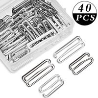 40 Pieces Swimsuit Bra Hooks Bra Strap Hook Replacement Bra Strap Slide Hook Metal for Swimsuit Tops and Lingerie, 2 Sizes