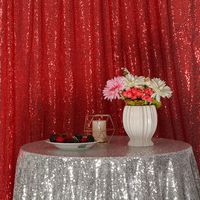 Eternal Beauty Wine Red Sequin Wedding Backdrop Photography Background Party Curtain, 4Ft X 7Ft