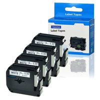 SuperInk 4 Pack Black on White Label Tape Compatible for Brother MK231 M-K231 M231 PT-100 PT-45 PT-55 PT-65 PT-70 PT-80 PT-85 PT-90 Thermal P-Touch Printer(12mm 1/2inch x 8m 26.2ft)