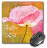 3dRose LLC 8 x 8 x 0.25 Inches Mouse Pad, Inspire Faith Pink Poppy Flower - Floral Print (mp_63416_1)