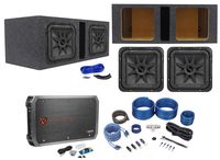 (2) KICKER 45L7R104 10" 2000w L7R Subwoofers Solo-Baric Subs+Box+Amplifier+Wires