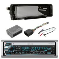 Harley Kit: Kenwood Marine CD Receiver with Built in Bluetooth, Metra 99-9800 Radio Cover Kit for Harley Davidson Touring Motorcycle 1998-2013, Scosche HDSWC1 Handlebar Control Interface Module