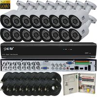 CIB Security T80P16K2T56W-TAI-16KIT 16CH 1080P Video Security DVR, 2TB HDD & 16x2.1-MP 1920TVL Night Vision Camera, White