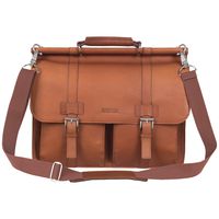 Kenneth Cole Reaction Colombian Leather Dual Compartment Flapover 15" Laptop Dowelrod Business Portfolio, Cognac