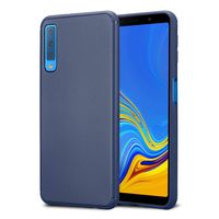 Kit Me Out World Case Abstract Series Case Designed for Samsung Galaxy A7 (2018), Full Matte Slim Fit Flexible TPU Minimal Durable Protection Case Cover Abstract Design (Blue)