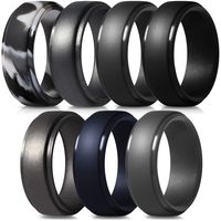 ThunderFit Silicone Rings for Men - 7 Pack Rubber Wedding Bands (Dark Grey, Very Dark Grey, Black, Dark Grey Camo, Dark Silver, Platinum, Navy Blue, 14.5-15 (23.82mm))