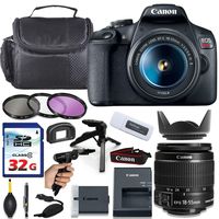 Canon EOS Rebel T7 DSLR Camera with 18-55mm Lens Bundled Kit with Steady Grip Tripod, 32GB Memory, Filters & Accessory Kit