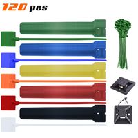 XIHUII Cable Ties Set - Cable Tie Mounts, Label Tag Cable Ties, Green Zip Ties and Reusable Fastening Wire Organizer Cord Rope Holder - 120 Count