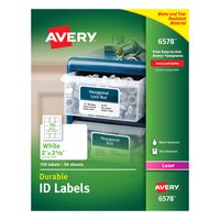 Avery Durable White Cover Up ID Labels for Laser Printers, 2" x 2.625",  Pack of 750 (6578)