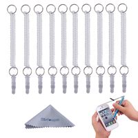 Stylus Tether, Wisdompro 10 Pack of Detachable Elastic Coil Tether Strings/Lanyards with 3.5mm Earphone Jack for Stylus Pens - Clear