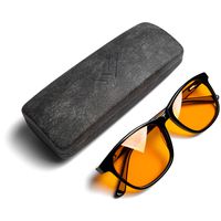 THL Sleep Blue Light Blocking Reading Glasses for Better Sleep - Amber Orange Computer Filter Anti Eye Strain Lenses (Black) Regular
