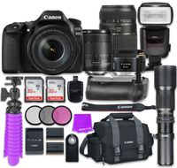 Canon EOS 80D 24.2MP CMOS Full HD Wi-Fi Enabled Digital SLR Camera with Canon EF-S 18-135mm f/3.5-5.6 is USM Lens + Tamron 70-300mm f/4-5.6 AF Lens + Canon EF 50mm f/1.8 STM Lens + Accessory Bundle