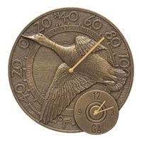 Whitehall Duck 14" Clock and Thermometer Combo, French Bronze