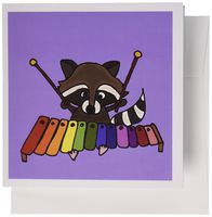 3dRose Fun Raccoon Playing Xylophone, Greeting Cards, Set of 6 (gc_200457_1)