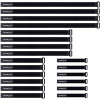 20 Pack (8 12 18 24 Inches) Hook and Loop Reusable Fastening Cable Tie Down Straps by Wisdompro - Reusable, Durable Functional Ties to Keep Your Home, Office, Workspace from Tangled Messes of Cords