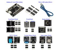 RobotDyn - IoT KIT 1 - WeMos D1 Mini PRO ESP8266 + 32Mb Flash, with Basic Shield Sets: Dual Base Shield + ProtoShield + Button + Contact Relay + Data Logger + DHT11 for Arduino IoT kit WiFi Projects