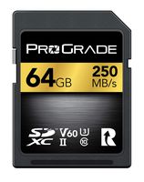 SD Card V60 (64GB) -Up to 130MB/s Write Speed and 250MB/s Read Speed | for Professional Vloggers, Filmmakers, Photographers & Content Curators - Update Firmware Included - by ProGrade Digital