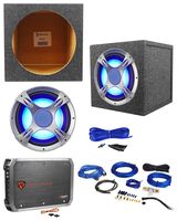 NYC Acoustics NC12S4 1600w 12" LED Subwoofer+Sealed Sub Box+Amplifier+Amp Kit