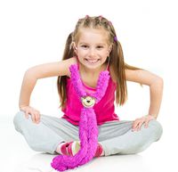 Monkey Buds Tangle Free Foldable Kids Earphones with Volume Limiting Level and Adjustable Plush Monkey Earbuds, Pink