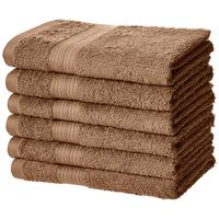 AmazonBasics Fade-Resistant Cotton Hand Towel - Pack of 6, Acorn Brown
