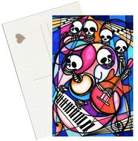 Pop Music Band Skulls 4"x6" Set of 6 Linen Postcards