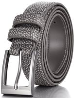 Marino's Men Genuine Leather Dress Belt with Single Prong Buckle - Crocodile Brown - 32