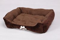 long rich Reversible Rectangle Pet Bed with Dog Paw Printing, Coffee, by Happycare Textiles, 25 by 21 inches