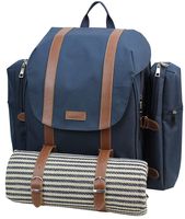 Picnic Backpack for 4 | Picnic Basket | Stylish All-in-One Portable Picnic Bag with Complete Cutlery Set, Stainless Steel S/P Shakers | Picnic Blanket Waterproof Extra Large| Cooler Bag for Camping