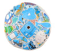 VSCO Aesthetic Vinyl Stickers, 35 Pack Decals Fashion Trendy Waterproof Teens VSCO Girl Essential Stuff for HydroFlask Water Bottle, Phone, Travel Extra Durable, Photo Sharing (Blue Fresh)