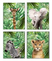 Designs by Maria Inc. Jungle Safari Baby Animals Nursery Decor Art | Set of 4 (Unframed) Wall Prints 8x10