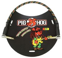 Pig Hog PCH1RAR Right-Angle 1/4" Rasta Stripes Instrument Patch Cable, 1 foot