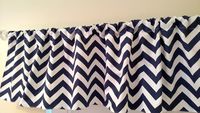 Navy Blue Chevron Valance Curtain, Baby Nursery Window Treatment. Blue and White Stripes. 54" Wide