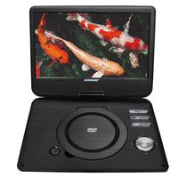 Koramzi Portable Swivel DVD Player with Rechargeable Battery / USB&SD Reader / AV Out / Headphone Jack / Remote Control/ AC-DC Power Adaptor/ Multi-Region DVD Format- PDVD (Medium, Black)