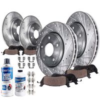 Detroit Axle - FRONT & 262mm REAR DRILLED & SLOTTED Brake Kit Rotors & Ceramic Pads w/Hardware, Fluid & Cleaner for 11-14 Chrysler 200 - [08-10 Avenger Sebring 2.4/2.7L] Jeep Compass Patriot