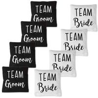 Weather Resistant Cornhole Bean Bags Set of 8 - Regulation Size & Weight - Team Bride & Team Groom Wedding Theme Corn Hole Bags
