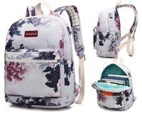 Canvaslove Canvas Waterproof laptop backpack with Massage Cushion Straps and USB charging port for laptop up to 15 inch Men Women Student Outdoor Travel Backpack (Chrysanthemums)