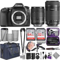 Canon EOS 80D DSLR Camera and Canon EF-S 18-135mm f/3.5-5.6 is USM + EF-S 55-250mm f/4-5.6 is STM Lens with Altura Photo Complete Accessory and Travel Bundle