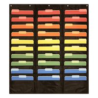 30 Pocket Storage Pocket Chart, Hanging Wall File Organizer by Essex Wares - Organize Your Assignments, Files, Scrapbook Papers & More (Black)
