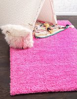 Unique Loom Solo Solid Shag Collection Modern Plush Taffy Pink Area Rug (4' 0 x 6' 0)