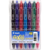 Pilot FriXion Clicker Retractable Erasable Gel Pens Fine Point (.7) Assorted Color Inks 7-pk; Make Mistakes Disappear, No Need For White Out with America’s #1 Selling Pen Brand