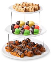 Twist Fold Party Tray, 3 Tier - The Decorative Plastic Appetizer Trays Twist Down and Fold Inside for Minimal Storage Space. an Elegant Tray for Serving Sandwiches, Cake, Sliced Cheese and Deli Meat.