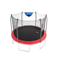 Skywalker Trampolines 12-Foot Jump N' Dunk Trampoline with Enclosure Net - Basketball Trampoline, Red
