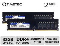 Timetec Hynix IC 32GB Kit (2x16GB) DDR4 3600MHz PC4-28800 Unbuffered Non-ECC 1.35V CL18 288 Pin UDIMM Desktop Memory RAM Module Upgrade (32GB Kit (2x16GB))